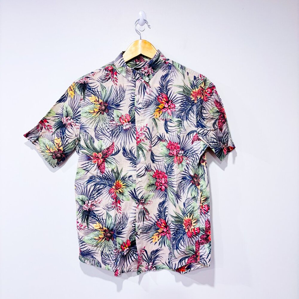H&M Beige Hawaiian short sleeve shirt | Tropical casual |‎ Small